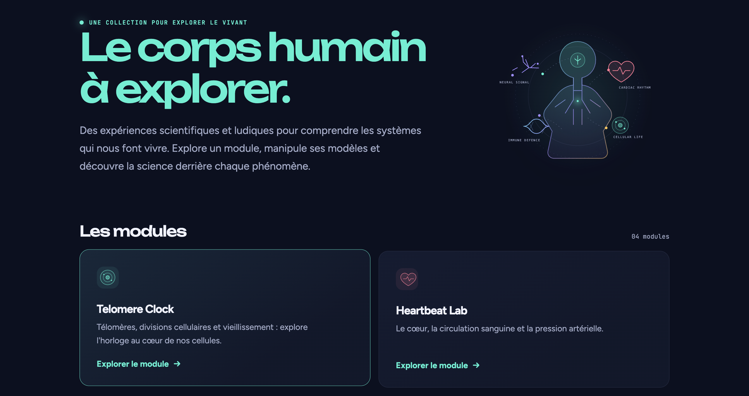 Portail Human Body et ses modules scientifiques interactifs