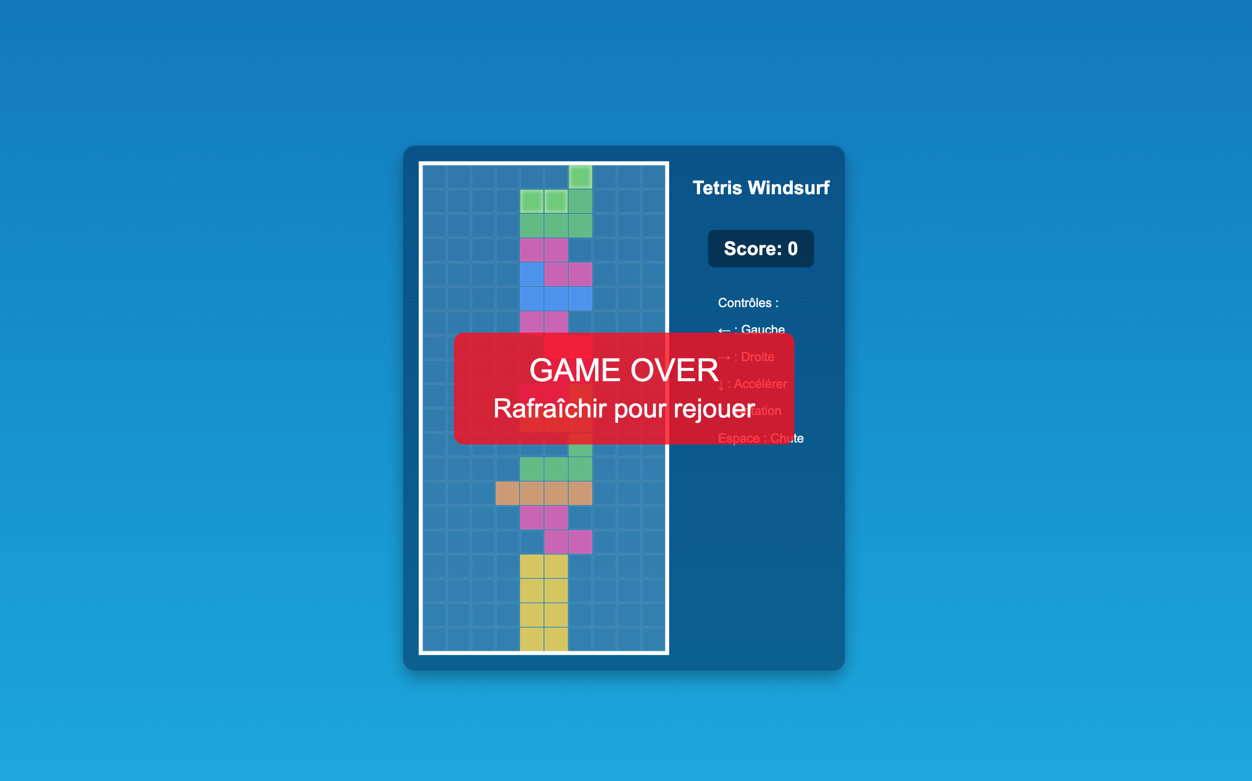 Écran de niveau avancé